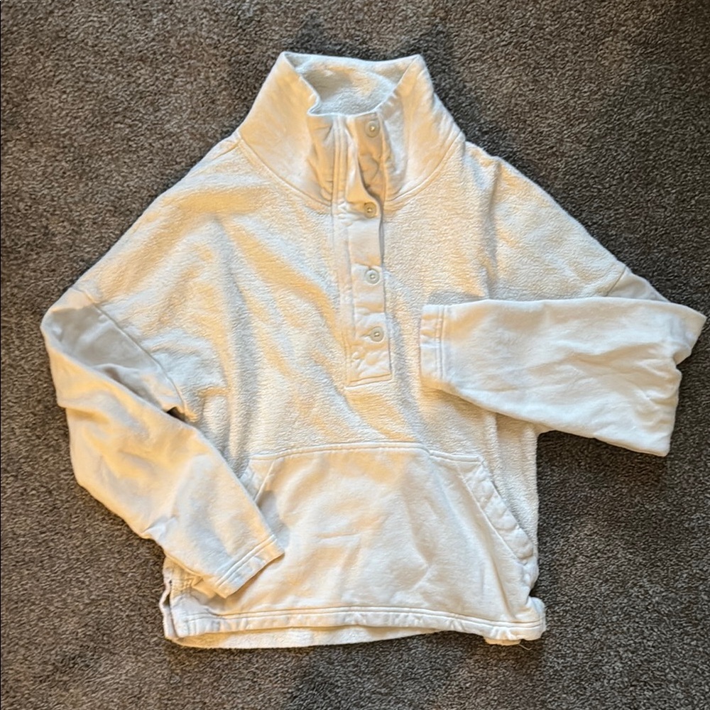 Cooperative Cream Quarter-Button-Up Sweatshirt
